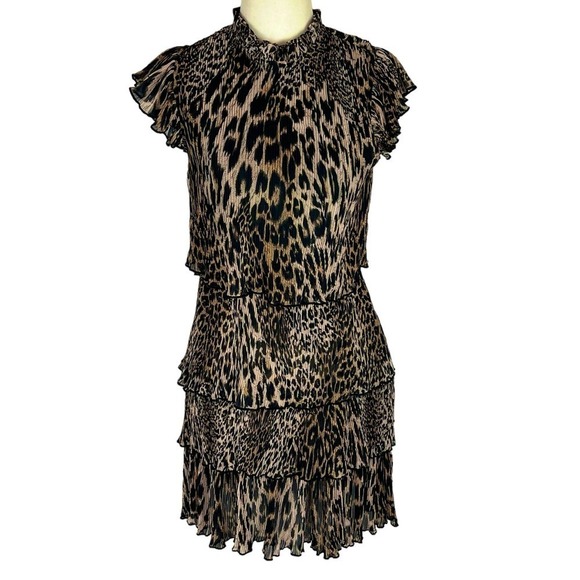 ALL SAINTS ANTHEIA KIKU ANIMAL PRINT TIERED MINI DRESS NWT WOMEN'S SIZE 2 - Picture 3 of 16